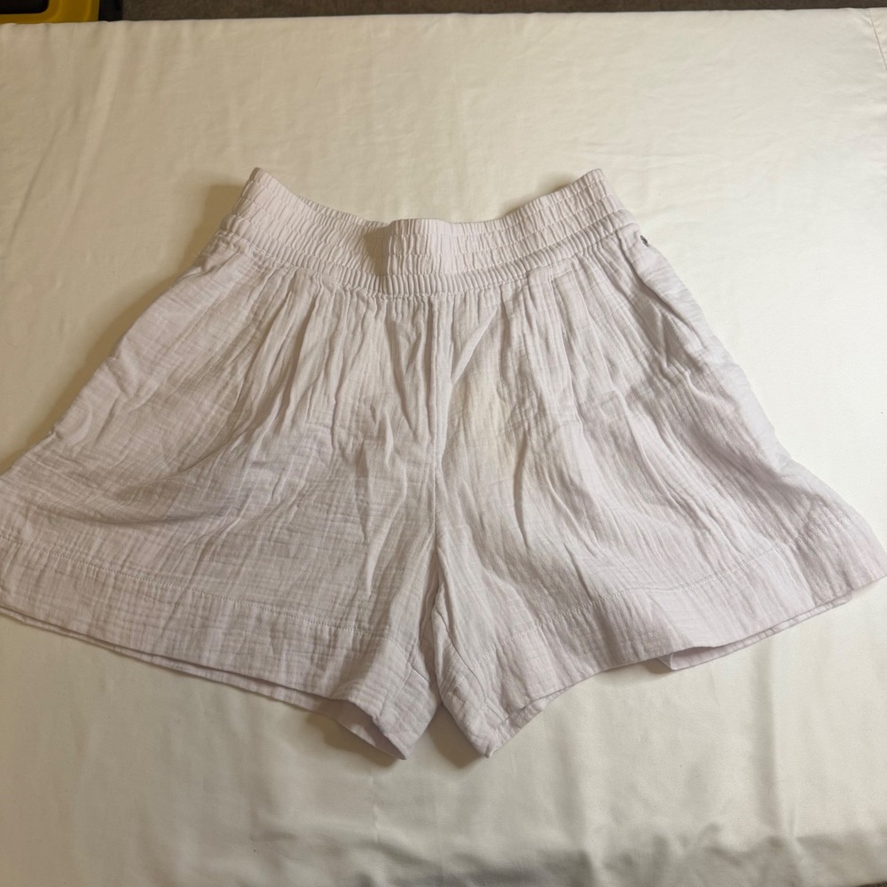 CALIA White Cotton Gauze Swim Coverup Shorts Smocked Waist Medium WSA23918N